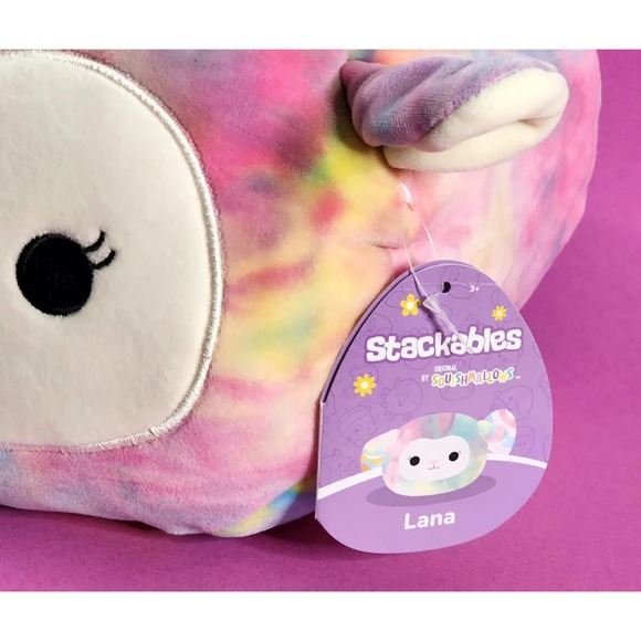 Squishmallows Stackables Lana the Rainbow Tie Dye Lamb 11" NWT Easter - Picture 2 of 5